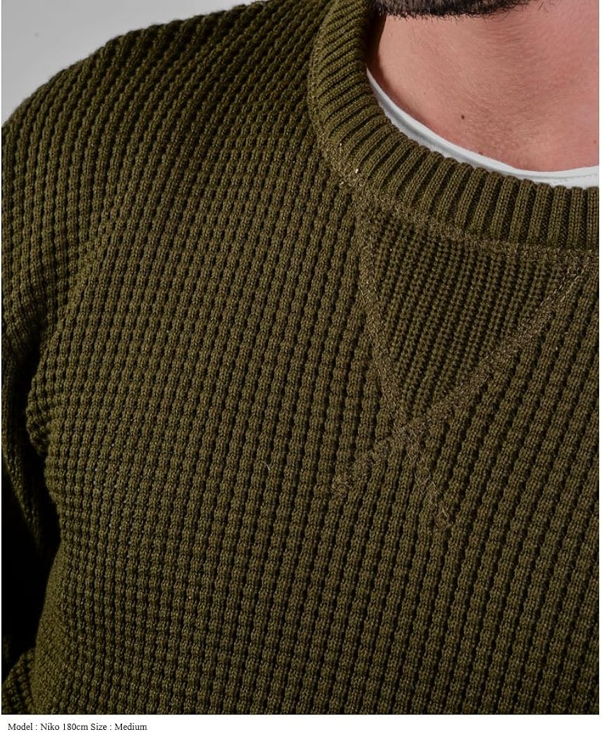 Amazon サーマルニットカットソー メンズ Tシャツ カットソー ニット セーター Vネック Uネック クルーネック 薄手 ざっくりニット 長袖 サーマル素材 セーター 通販