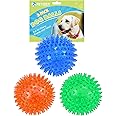 Petizer 3 Pack 2.5" Squeaky Toy Balls, Floating Pool Balls, Spiky Water Toys, Durable Interactive Fetch Toys for Puppy, Chew Toys for Teething (Small Dog)