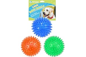 petizer 3 Pack 6.5cm Squeaky Dog Toy Balls, Floating Dog Pool Balls, Spiky Dog Balls Water Toys, Durable Interactive Fetch To