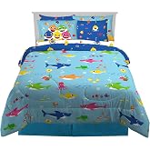 Franco Kids Bedding Super Soft Comforter and Sheet Set with Sham, 7 Piece Full Size, Baby Shark