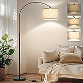 Dimmable Floor Lamps for Living Room, Arc Floor Lamp with Dimmer, Black Tall Standing Lamp with Adjustable Hanging Shade, Ove