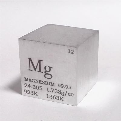 Chinaium Magnesium Metal Cube 1 Inch 25.4mm 28g 99.95% Engraved Periodic Table