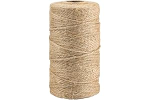 skycabin 2mm x 328ft Jute Twine, 2Ply Natural Art and Craft Jute Rope Packing String for Floristry,Gift Wrapping&Bundling, Ga