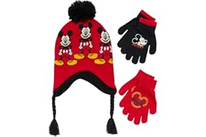 Disney Boys Mickey Mouse Winter Hat and 2 Pair Mitten or Gloves Set (Age 2-7)