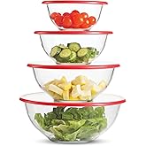 Superior Glass Mixing Bowls Set with Lids - 8-Piece with BPA-Free lids, Space-Saving Nesting Bowls - Easy Grip & Stable Desig