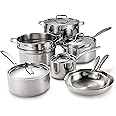 Tramontina Tri-Ply Clad Stainless Steel 11-Piece Cookware Set with Lids, Pots and Pans Kitchen Set, Induction-Ready, Dishwasher-Safe, NSF-Certified