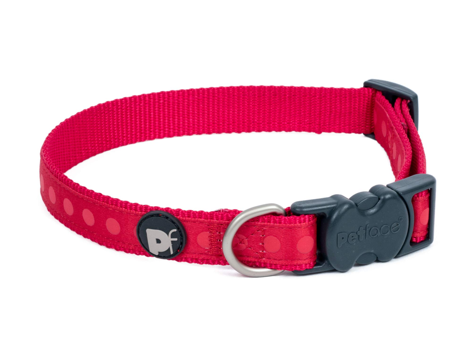 Petface Tonal Dots Print Nylon Dog Collar, Large, Red