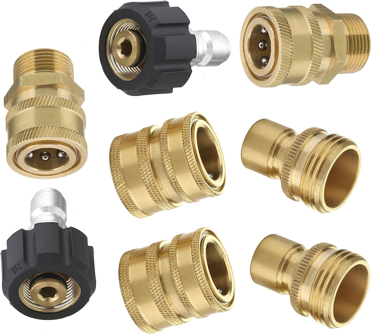 M MINGLE Ultimate Pressure Washer Adapter Set, Quick Disconnect Kit, M22 Swivel to 3/8 Inch Quick Connect, 3/4 Inch to Quick Release, 8-Pack