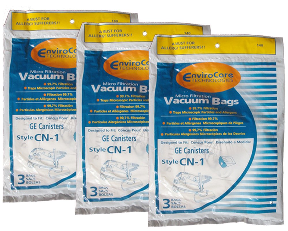 9 GE Canister CN1 CN1 Vacuum Bags, White Westinghouse Home Cleaning