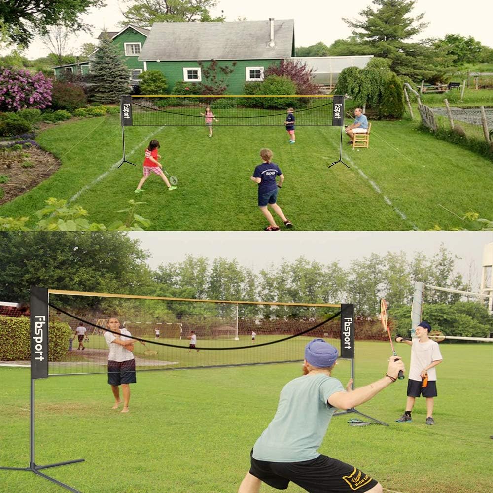FBSPORT Portable Badminton Net Set, Adjustable Height Tennis, Kids Volleyball, Soccer Tennis Badminton Net with Poles Carry Bag, Easy Set up Net for Backyard, Indoor, Outdoor, Beach, Driveway : Sports & Outdoors