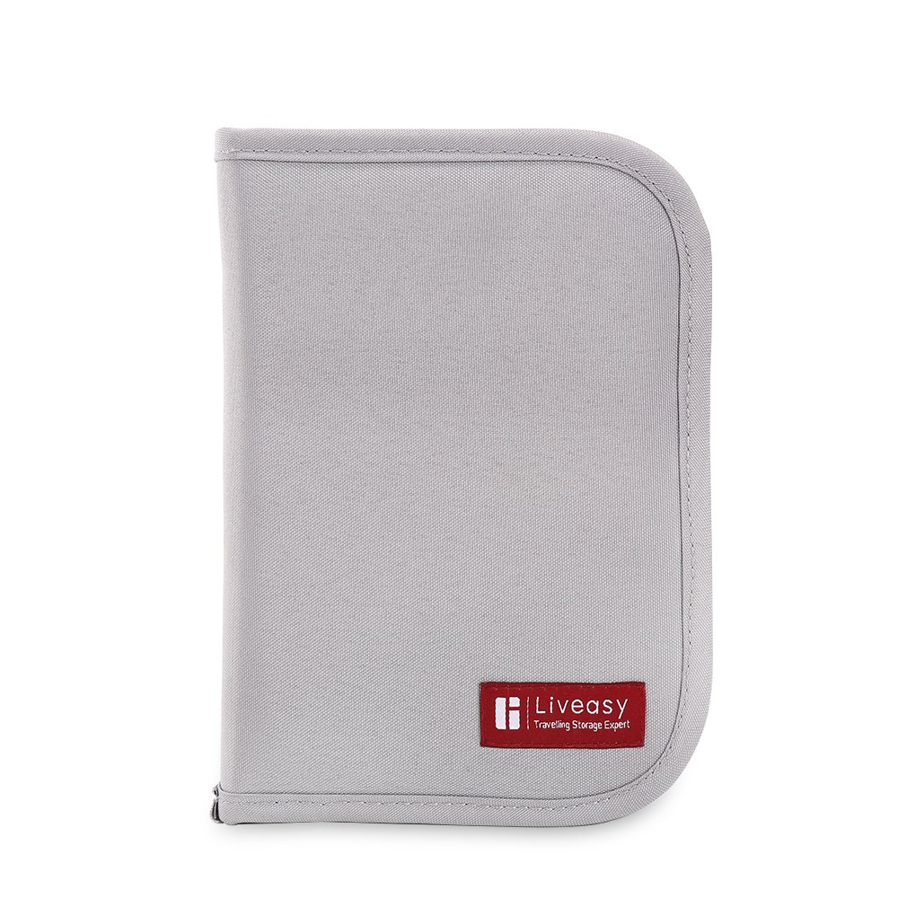 Liveasy Portable Passport Wallet, Travel Document Organizer, Passport Bag, Cash Holder, Credit Card Purse, Made with Durable Waterproof Nylon Fabric (Cherry Red)