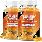 Turmeric Curcumin Gummies (2 Pack) - Turmeric Curcumin Supplements with Ginger & Black Pepper Gummies for Immune Muscle Support Healthy Skin - Vegan, Gluten Free, Low Sugar - for Adults