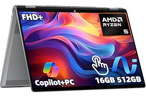 HP OmniBook X Flip x360 2-in-1 Laptop, 16" 2K IPS Touch Display 1920×1200, AMD Ryzen AI 5, 16GB RAM, 512GB SSD, Radeon 840M, 