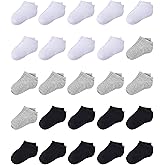 Duufin Toddler Socks, 25 Pairs Kids Baby Low Cut Half Cushion Ankle Socks for Toddler Boys Girls 0-10 Years Old