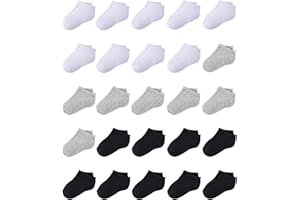 Duufin Toddler Socks, 25 Pairs Baby Boys Girls Ankle Socks Kids Low Cut Sock Half Cushion Low Rise Sock for Toddler
