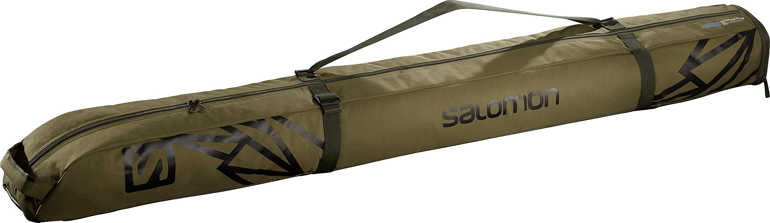 Salomon Ski bag, Unisex, EXTEND 1Pair 165+20 SKIBA, Suitable for 1 Pair of Skis 165 to 185 cm Long, Green (Martini Olive), LC1412300