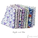 RayLineDo&reg; 10 Pcs Different Pattern Multi Color 100% Cotton Poplin Fabric Fat Quarter Bundle 18" x 22" Patchwork Quilting Fabric Blue and Purple Series