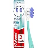 Colgate Sensitive Expert Toothbrush, Extra Soft, 2 Pack | For Sensitive Gums and Teeth, 3x Less Pressure, Gentle Cleans, Highly Flexible Neck, Ultra Soft Bristles
