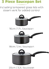 Tower Cerasure 3 Piece Saucepan Set Non-Stick Induction Graphite 16/18/20cm view 3