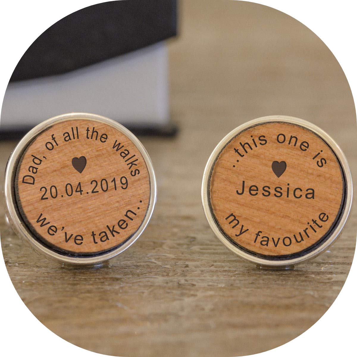 Select Direct Personalised Wooden of All The Walks This is My Favourite Date Wedding Cufflinks