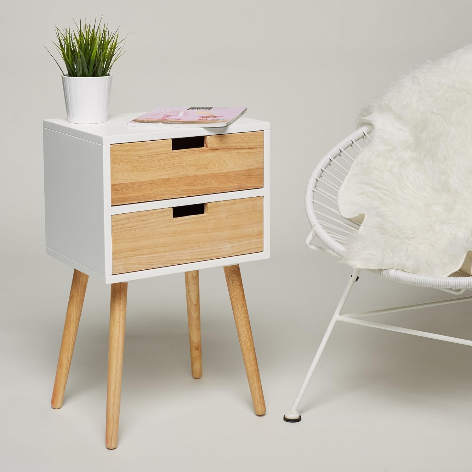 SØRENSEN DESIGN Nachttisch weiß skandinavisches Design mit Schubladen