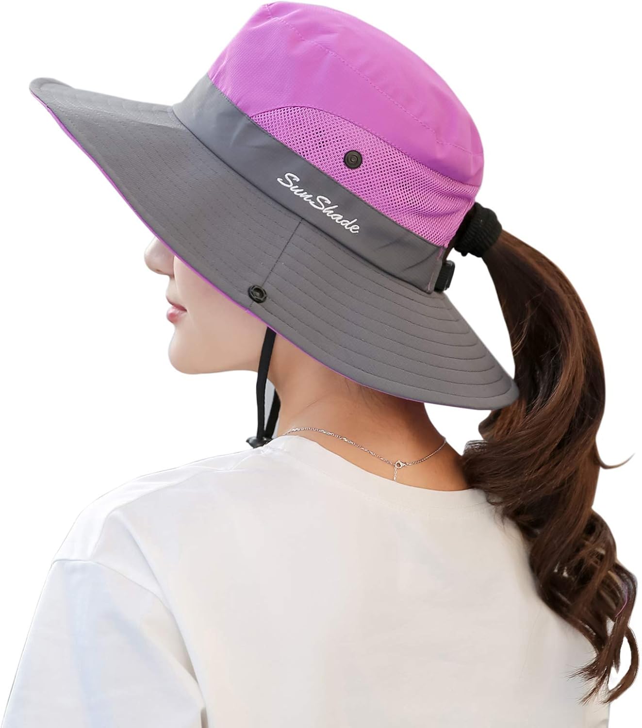 Muryobao Women's Sun Hat Outdoor UV Protection Foldable Mesh Bucket Hat Wide Brim Summer Beach Fishing Cap Purple at  Women’s Clothing store