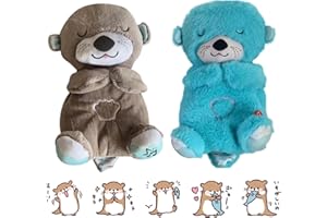 GobdXE Westrial - Baby Sound Machine Soothe Otter Portable Plush Baby Toy, Calming Otter Plush with Sensory Details Music Lights & Rhythmic Breathing Motion