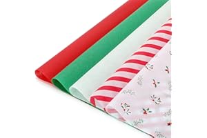 LOADSFUN Christmas Tissue Paper for Gift Bags, 120 Sheets Gift Wrapping Paper Bulk Assorted Design Christmas Tissue Paper, Red Green and White Tissue Paper for Xmas Decor Holiday Crafts (Holly)