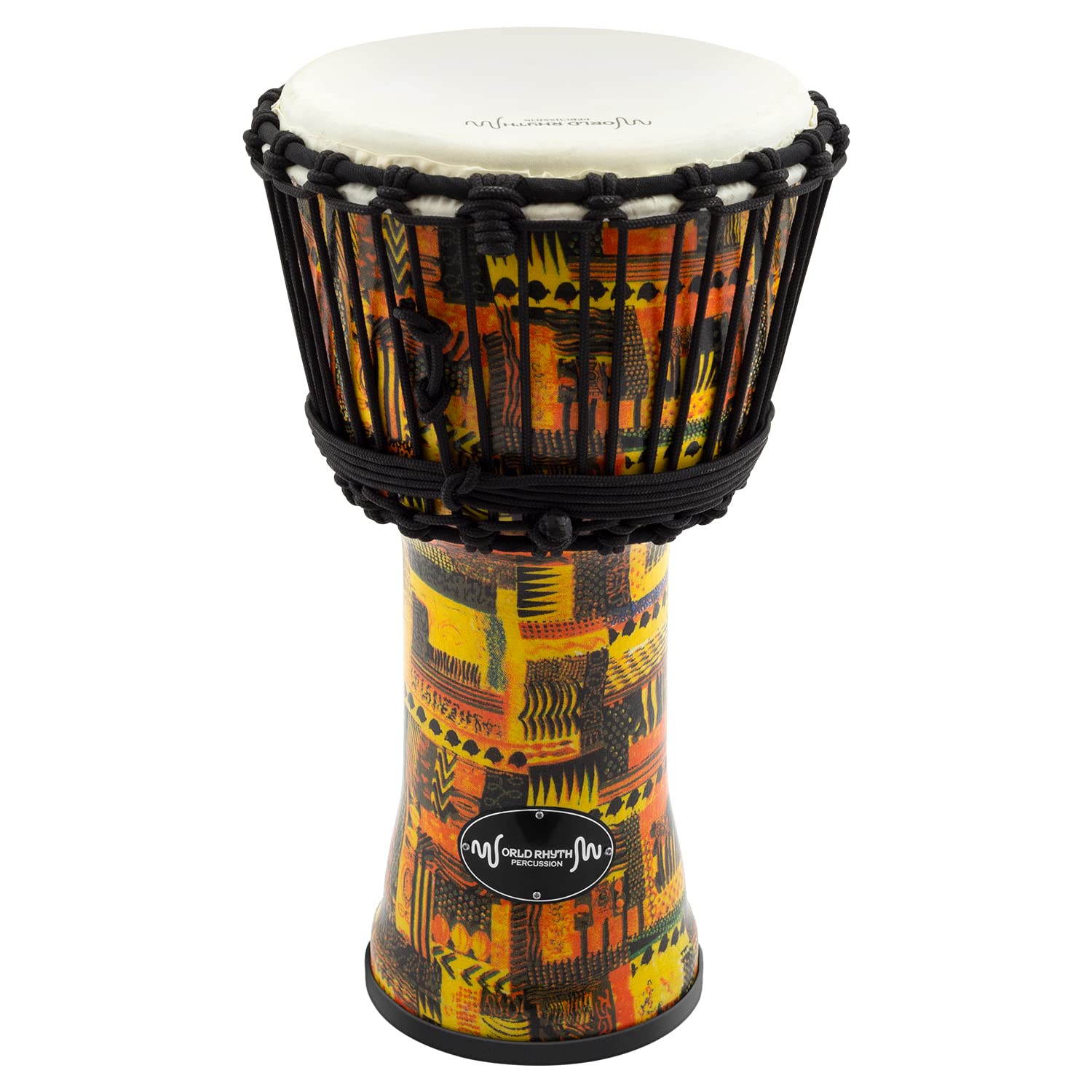 World Rhythm 8 Inch Rope Tuned Djembe Drum – Orange African Synthetic Hand Drum