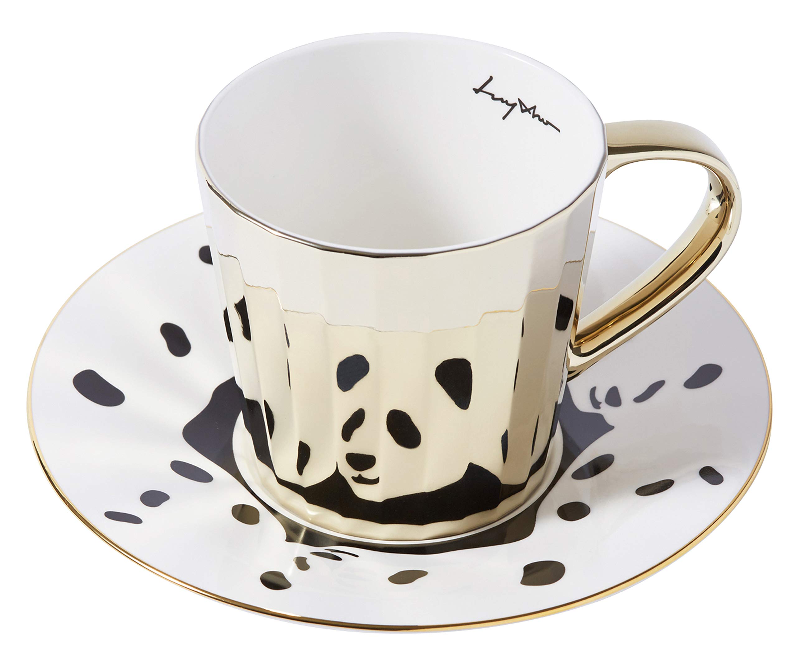 [UK] Luycho Angled Mirror Cup & Saucer Panda Dalmatian_330ml