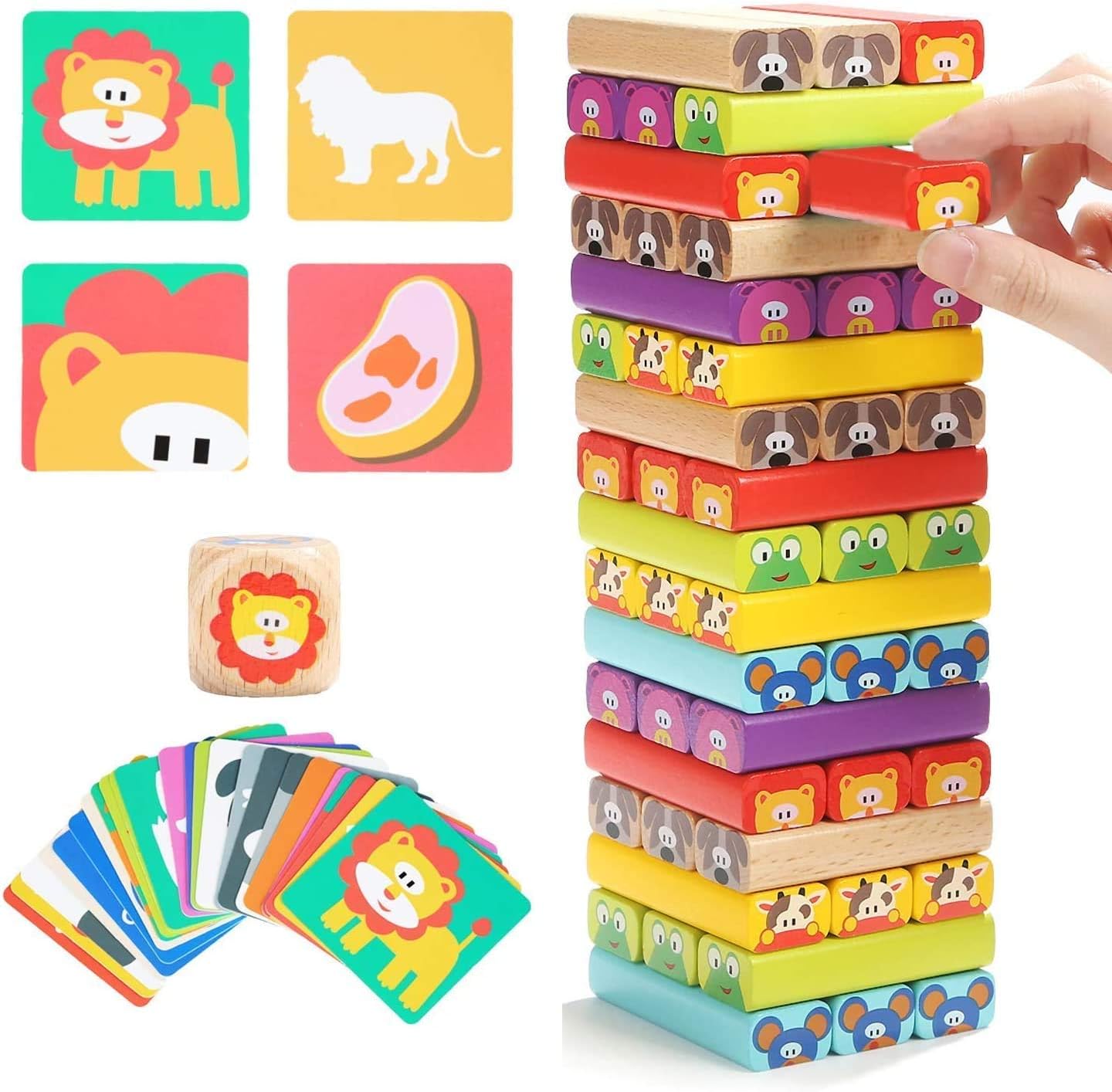 TOP BRIGHT Colored Wooden Stacking Games for Kids Toddler Building