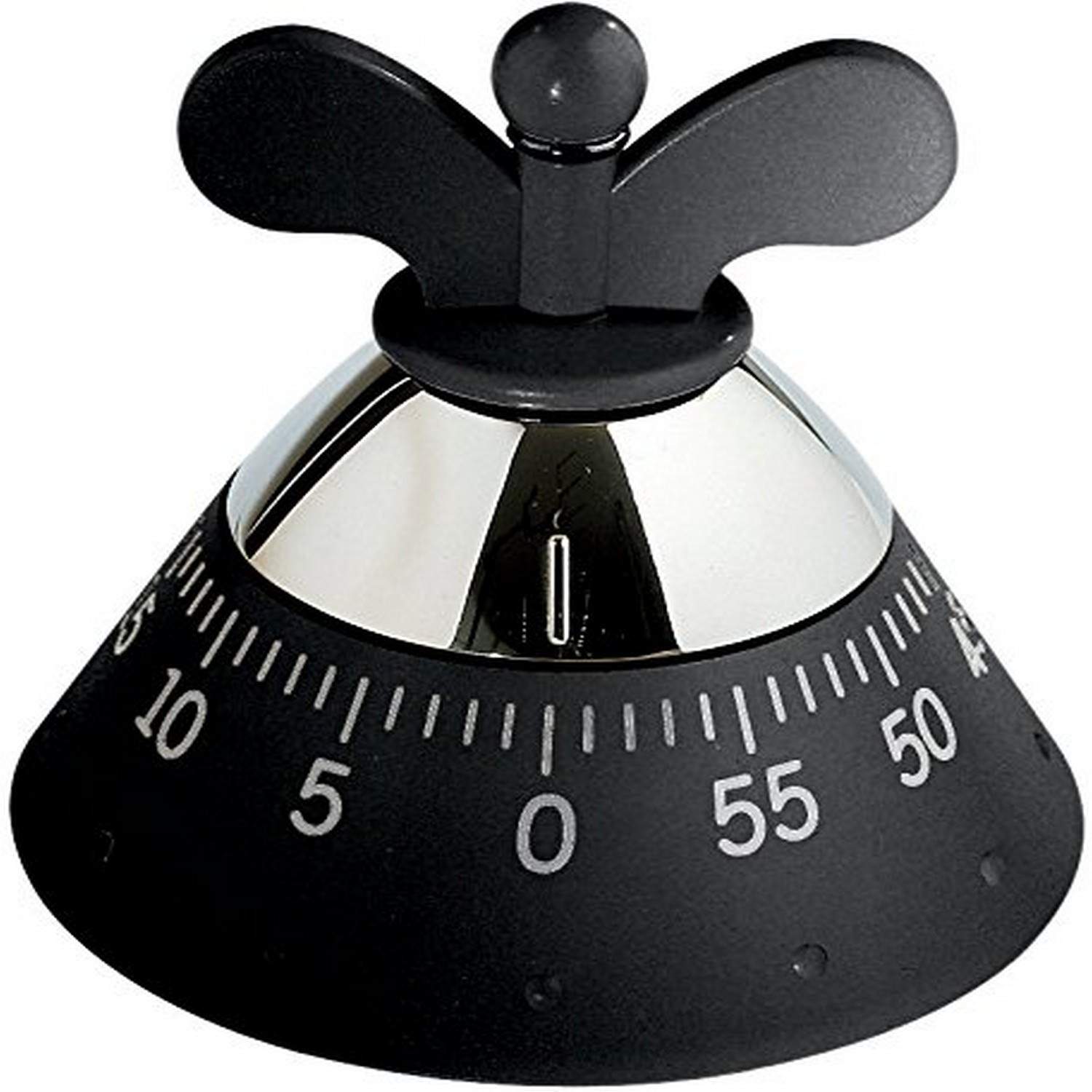 Alessi Kitchen Timer A09 B Design Kitchen Timer with Mechanical Mechanism Thermoplastic, Black, One Size