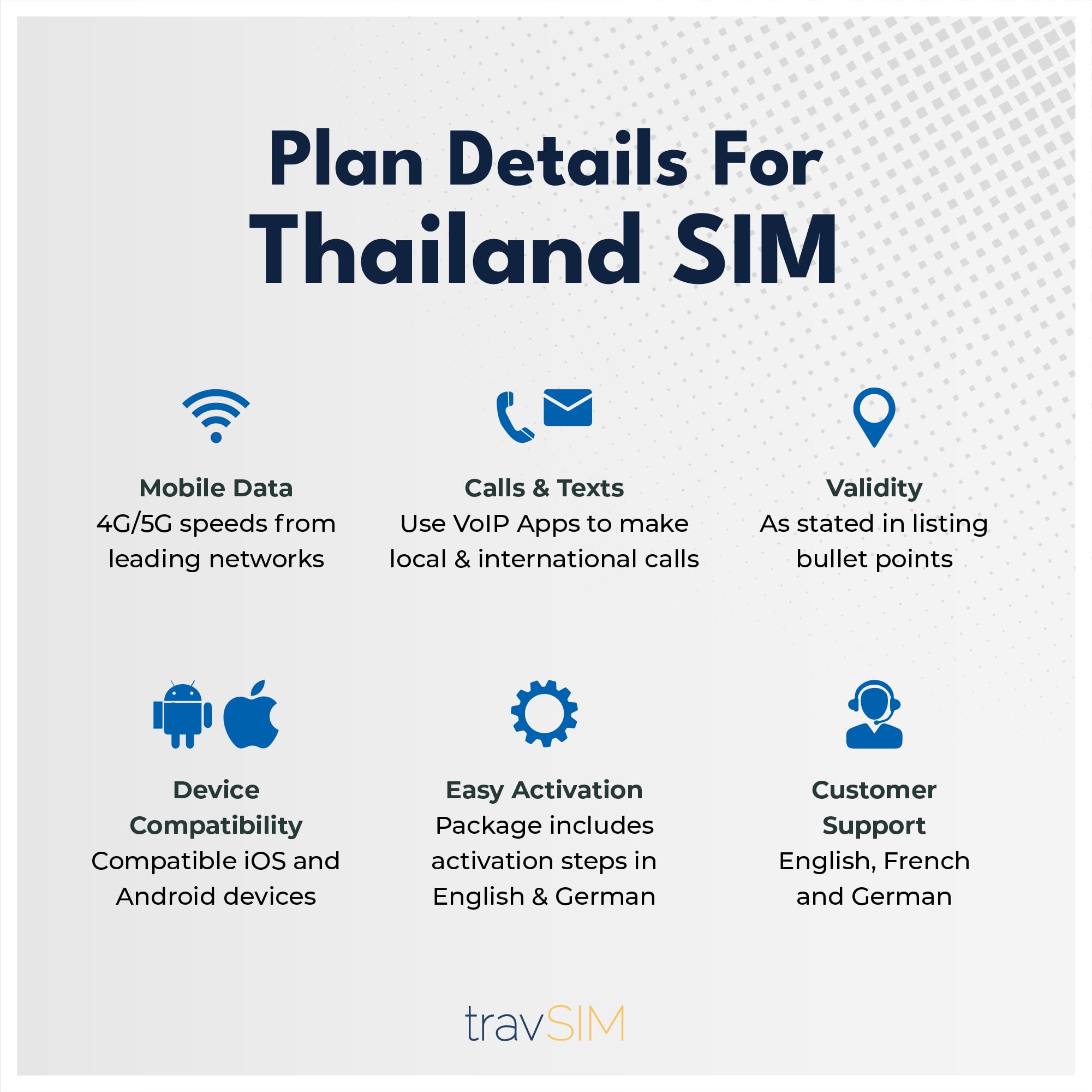travSIM Thailand SIM Card | Unlimited Data (4G/5G speeds) | Valid for 30 Days | Data only | Use apps Like Whatsapp, Facebook, Instagram and Skype | Use in Thailand and More Than 15 Countries in Asia