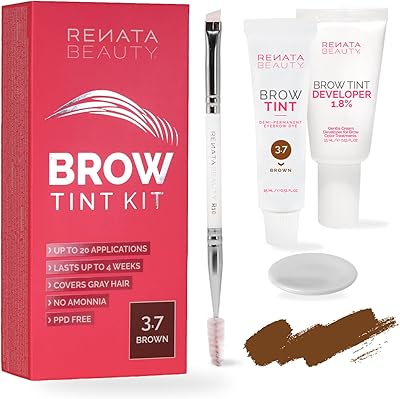 RB RENATA BEAUTY Augenbrauenfarbe Set – Brow Färbeset inkl. Entwickler & Stylingbürste – Augenbrauen Färbeset – Eyebrow Dye Kit mit bis zu 4 Wochen Halt – Brow Tint für Natürlichen Look [Braun]
