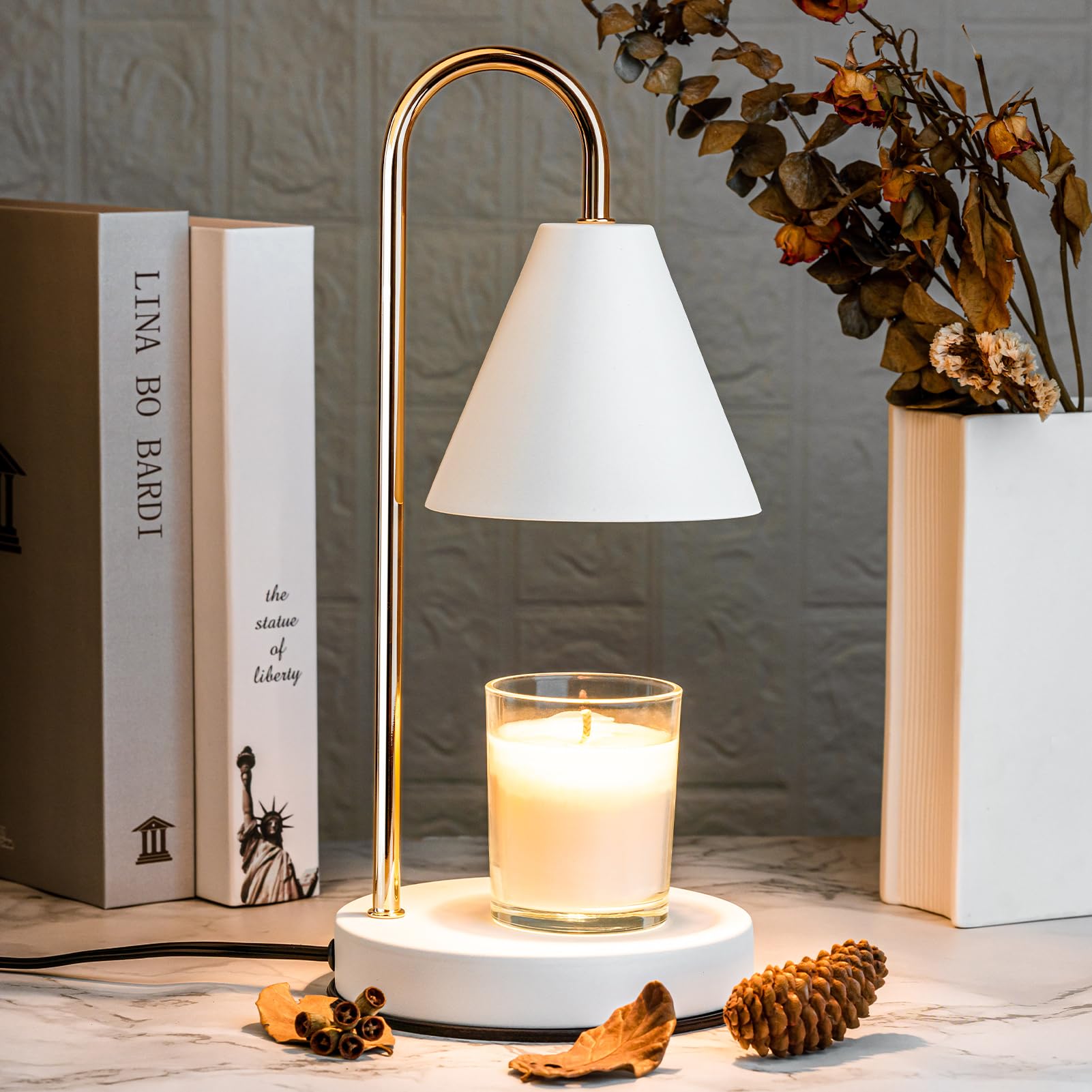 Photo 1 of Marycele Candle Warmer Lamp with Timer, Electric Lamp Candle Warmer White, Birthday Gifts for Women, Bedroom Western Home Decor, Dimmable Wax Melt Warmer for Scented Wax