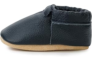 BirdRock Baby Fringeless Moccasins - Genuine Leather Boys and Girls Shoes for Newborns, Infants, Babies, Toddlers