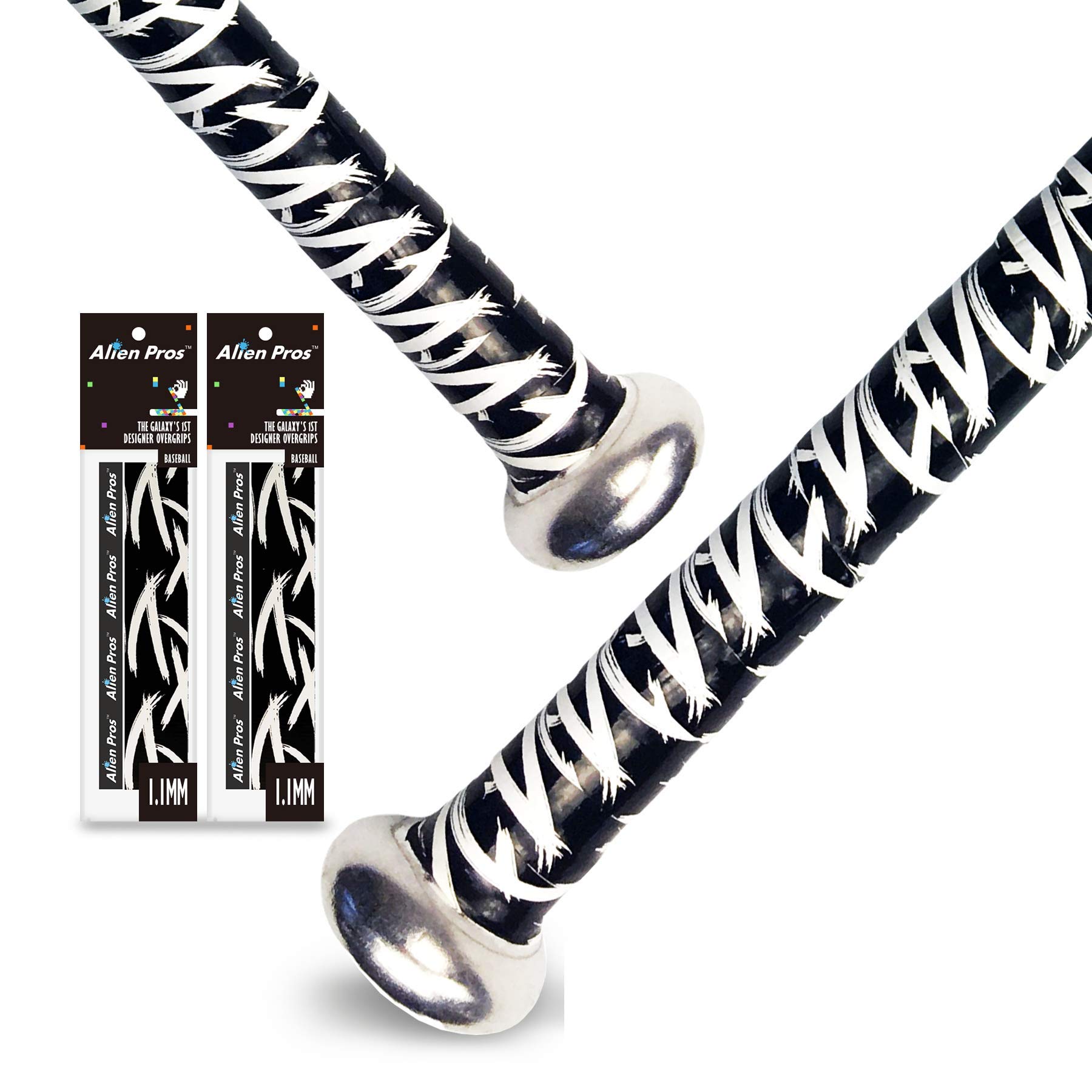Alien Pros Bat Grip Tape for Baseball (2 Grips) – 1.1 mm Precut and Pro Feel Bat Tape – Replacement for Old baseball bat grip – Wrap Your Bat for an Epic Home Run (2 Grips, Hyperplane)