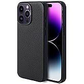 InUnion Genuine Leather Case for iPhone 15 Pro (2023) with MagSafe Function, Top Litchi Grain Leather Magnetic Phone Proctective Case for (iPhone 15 Pro) 6.1 Inch (Black, iPhone 15 pro)