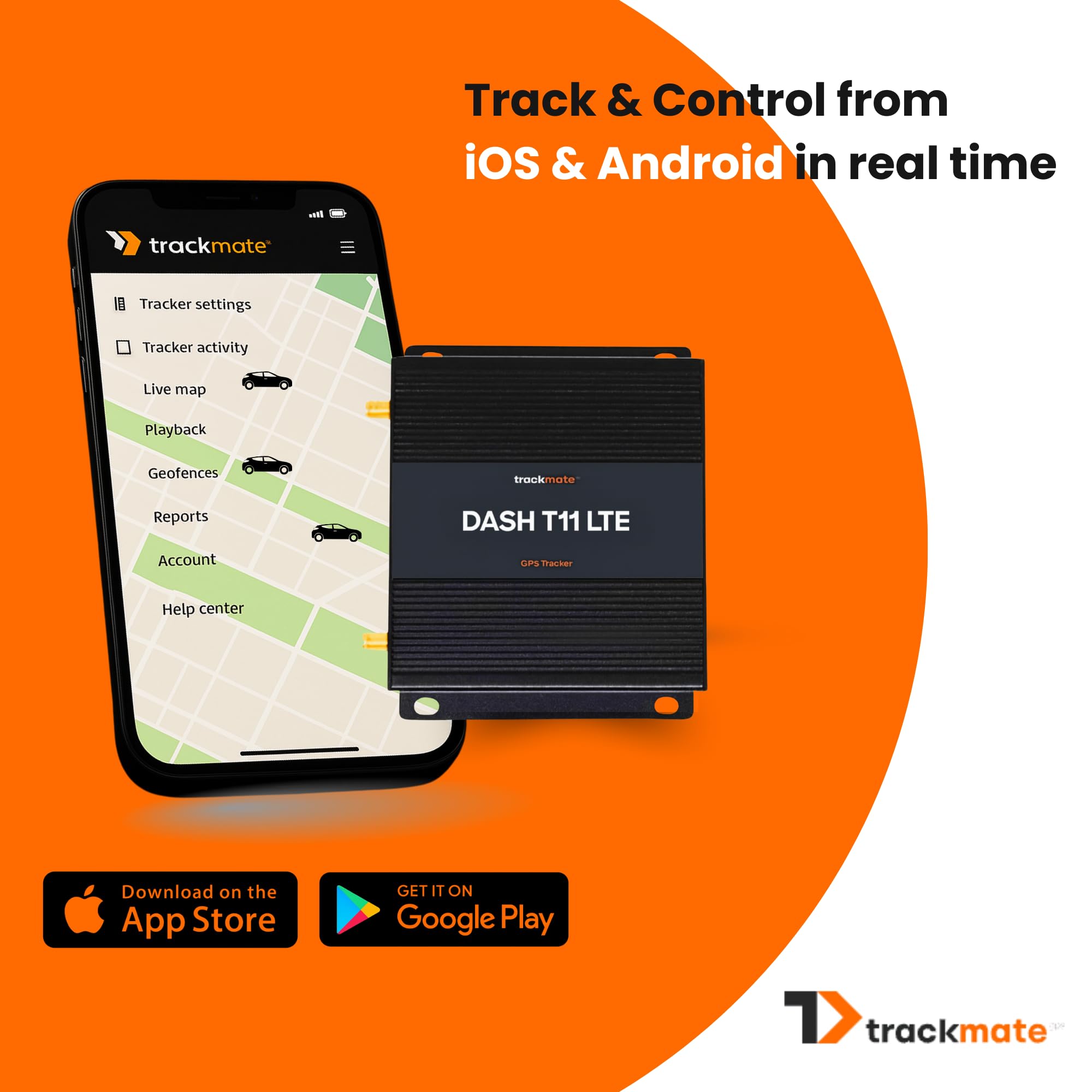 TrackmateGPS Dash T11 GPS Tracker for Vehicles, Real Time Tracking, Theft Prevention, Door Lock/Unlock, No Contract, Fleets Cars Trucks, US Support, Advanced Reports Easy Set Up & Easy to Use