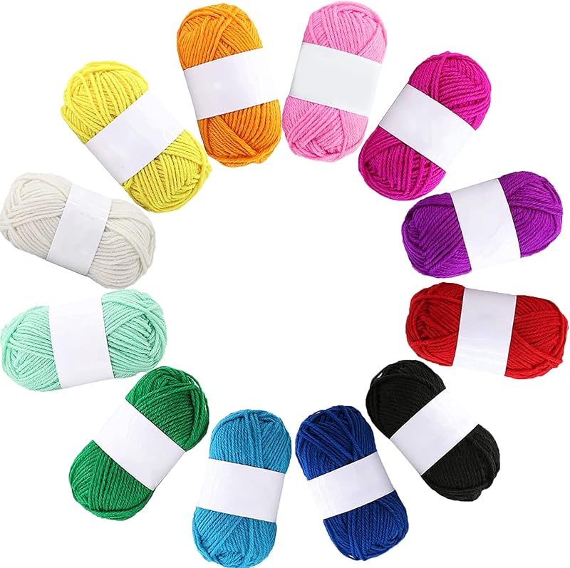 Wendergo 12 Pack Double Knitting Yarn Acrylic Wool 10g Assorted Colors
