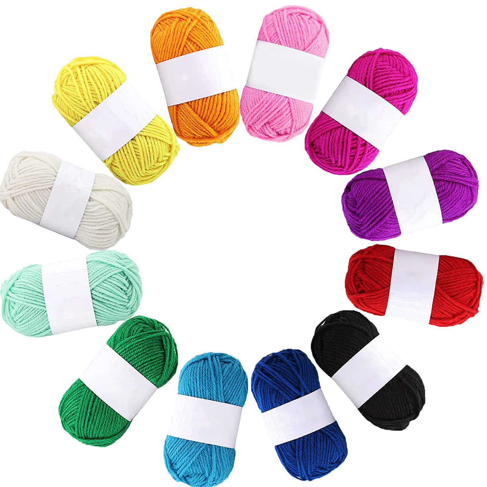12 Pack Double Knitting Yarn Acrylic Wool Crochet Yarn for Small Yarn Projects Handcrafts 10g