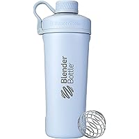 BlenderBottle Radian Shaker Cup Insulated Stainless Steel Water Bottle with Wire Whisk, 26-Ounce, Matte Arctic Blue