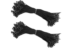 DASSNANE 1000Pcs 7.7Inch Thick Black Hang Tag String Cotton with PP Plastic Locks,for Labels,Tags, Boutiques, Online Stores, Jewelry Shops, Craft Projects(Thicker Than Ordinary)