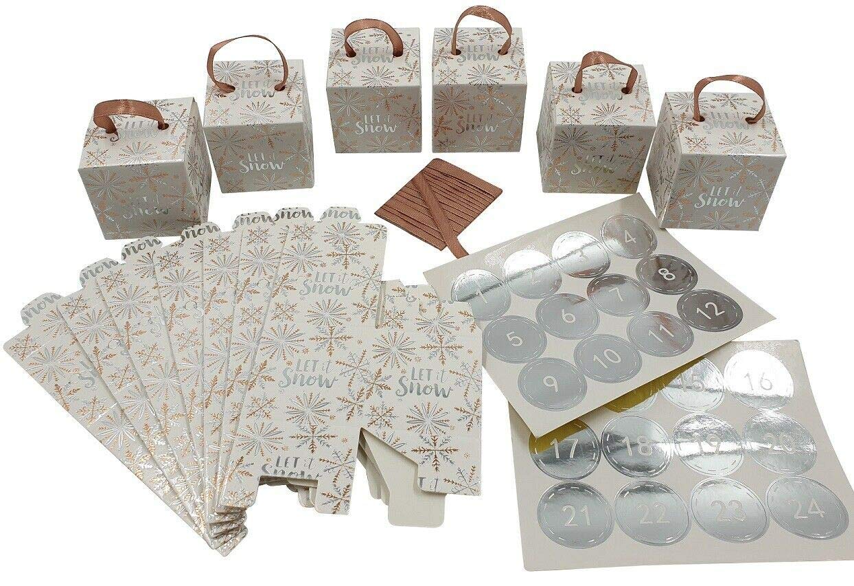 Make Your Own Advent Calendars Children Vintage Christmas Tree Decoration With Boxes 24 Pcs Ribbon Foil Let It Snow Stickers 1-24