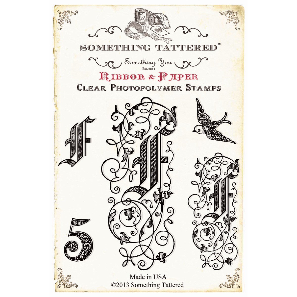 Something Tattered F initial Monogram Stamp, Clear