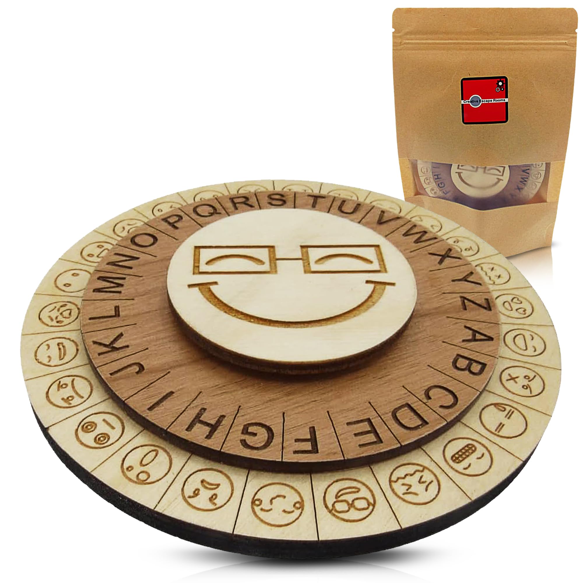 Smiley Face Cipher Wheel - Escape Room Prop for All Ages - Create Secret Messages and Clues
