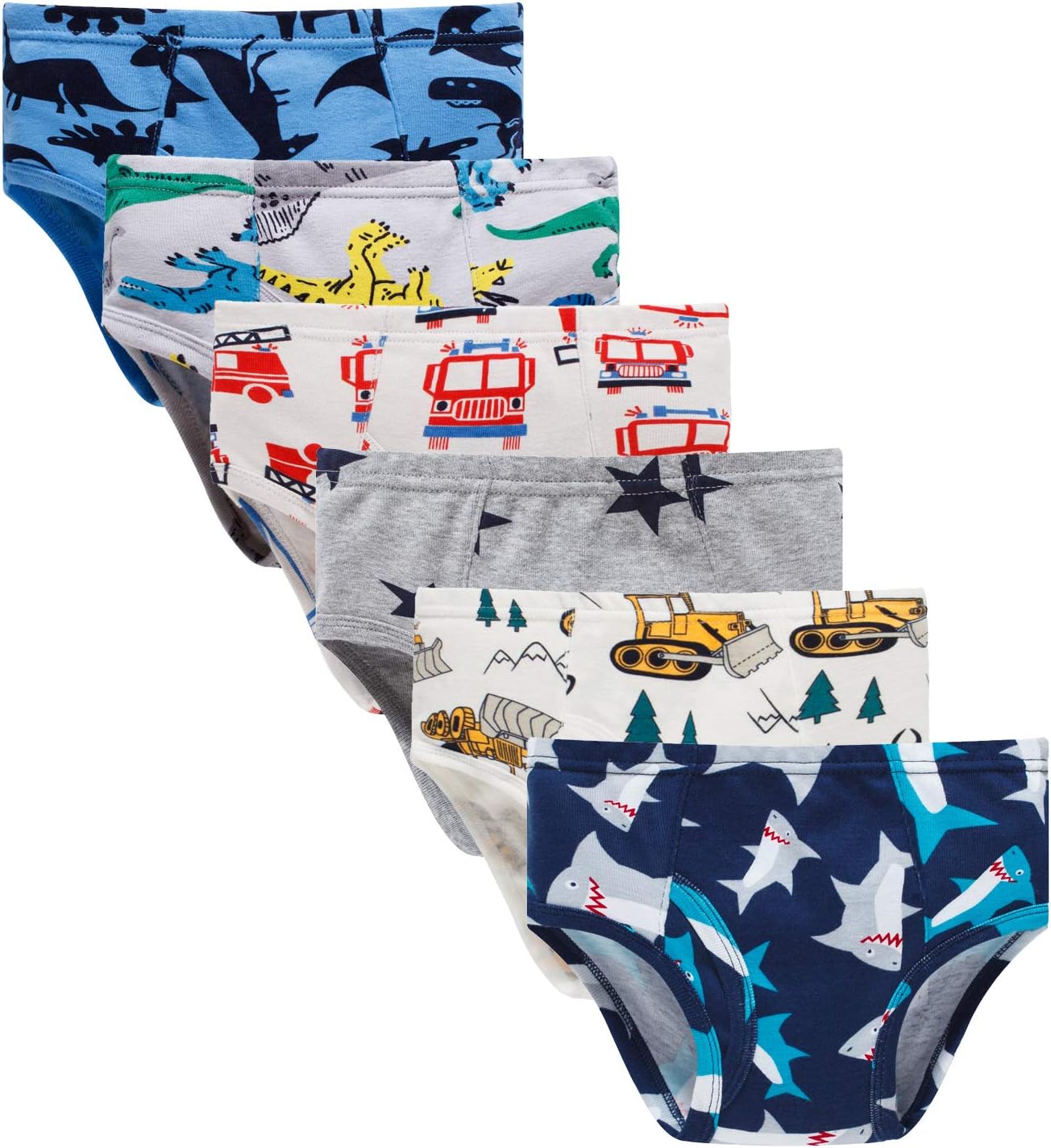 Boboking100% Cotton Little Boys Briefs Soft Dinosaur Truck Toddler Underwear