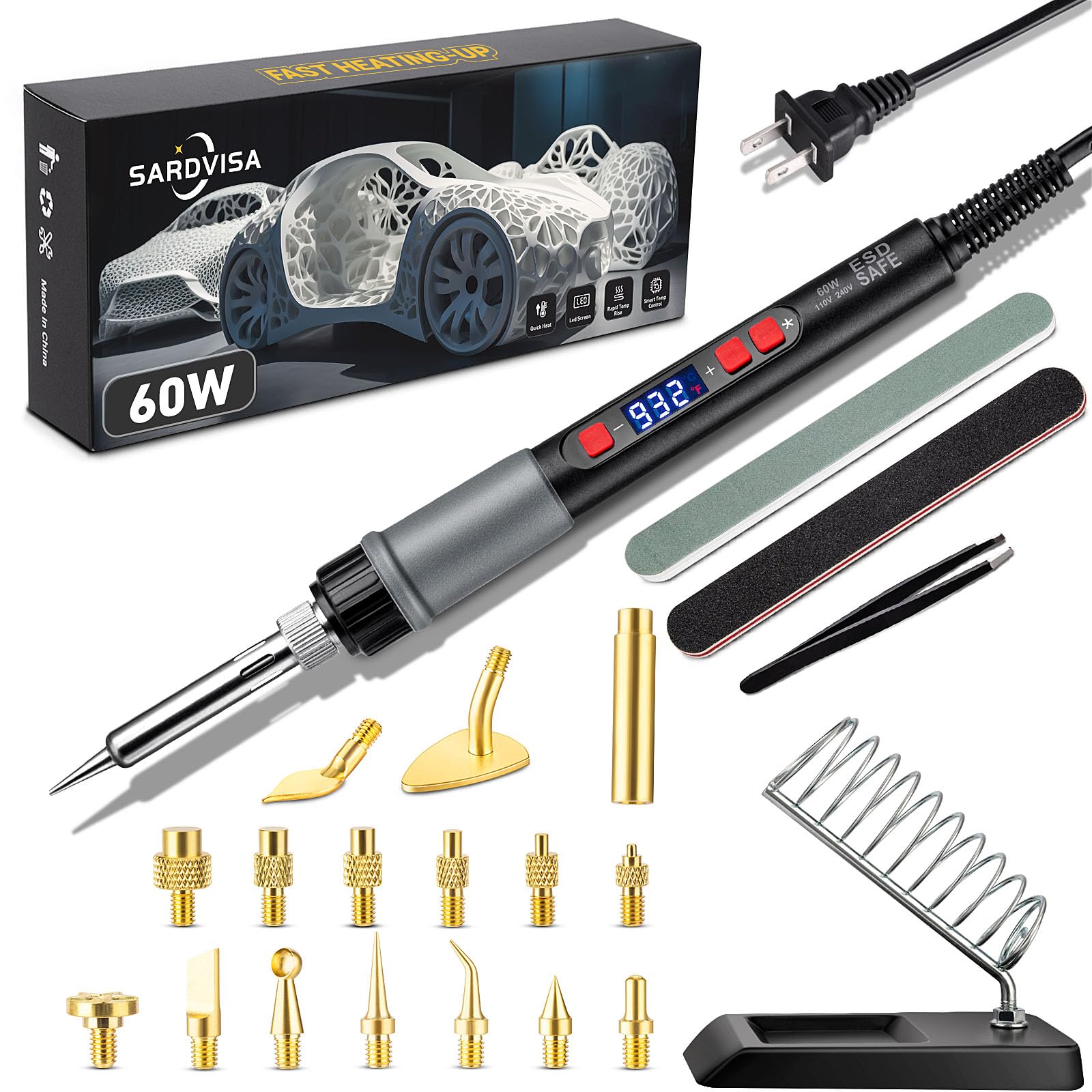 Photo 1 of 21 in-1 3D Printer Tool Kit, 60W LCD Digital Adjustable Soldering Iron Kit, Thermostatic Temperature Print Accessories with Brass Hot Melt Nut and Welding Head, Soldering Tools for Electronic