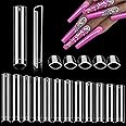 600PCS No C Curve Tips for Acrylic Nails Professional, XXL Clear Straight Square Flat Tips, Extra Long Half Cover Fake Nails for Salon and Home DIY - 12 Sizes
