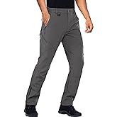 Stlight Mens Snow Ski Water Repellent Softshell Pants for Winter Hiking Fleece Lined Bottom Leg Zipper with 6 Zip Pockets